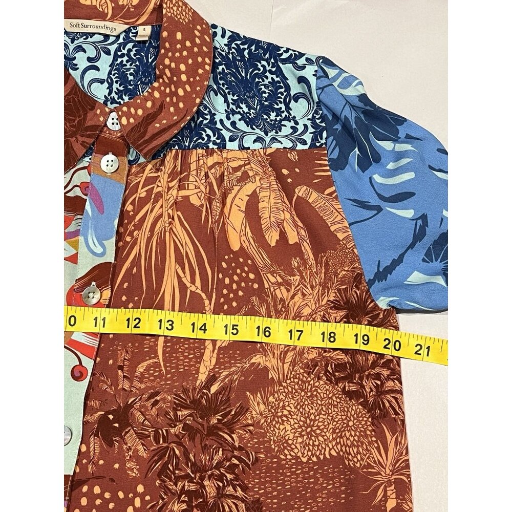 SOFT SURROUNDINGS Womens Small Top Tunic Floral Blouse Boho Long Sleeves Button - Picture 13 of 14